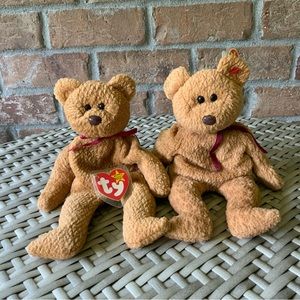 Set of two Beanie Curly bears